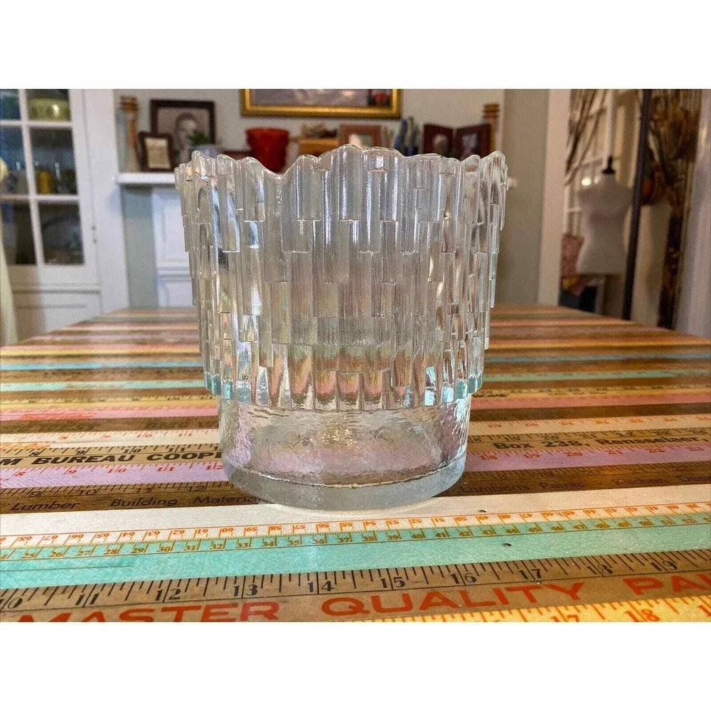 Vintage Champagne Bucket ICE Bucket Glass Fenton Kelonia Vase Bamboo Wedding MCM